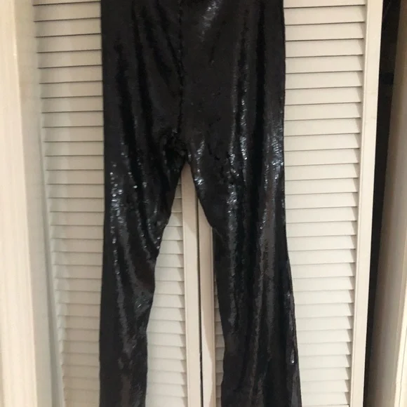 Future Collective Black Sequin Pants by Kahlana Barfield Brown Size 12 - Picture 7 of 7